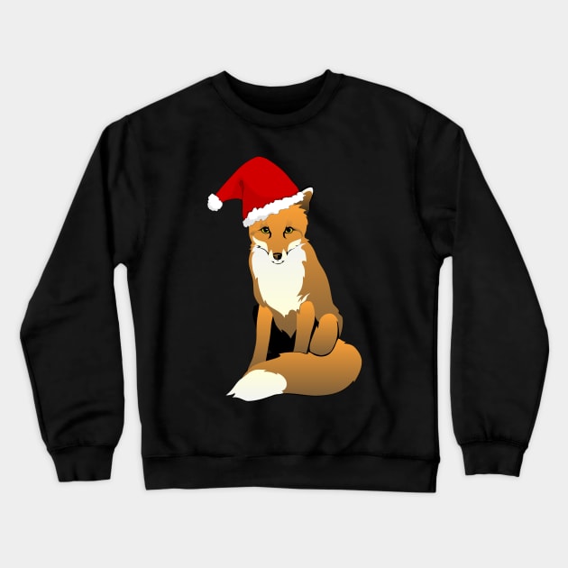 Christmas Fox, Foxy Santa, Christmas Animal, Christmas Fox, Santa Hat, Funny Fox Crewneck Sweatshirt by Style Conscious